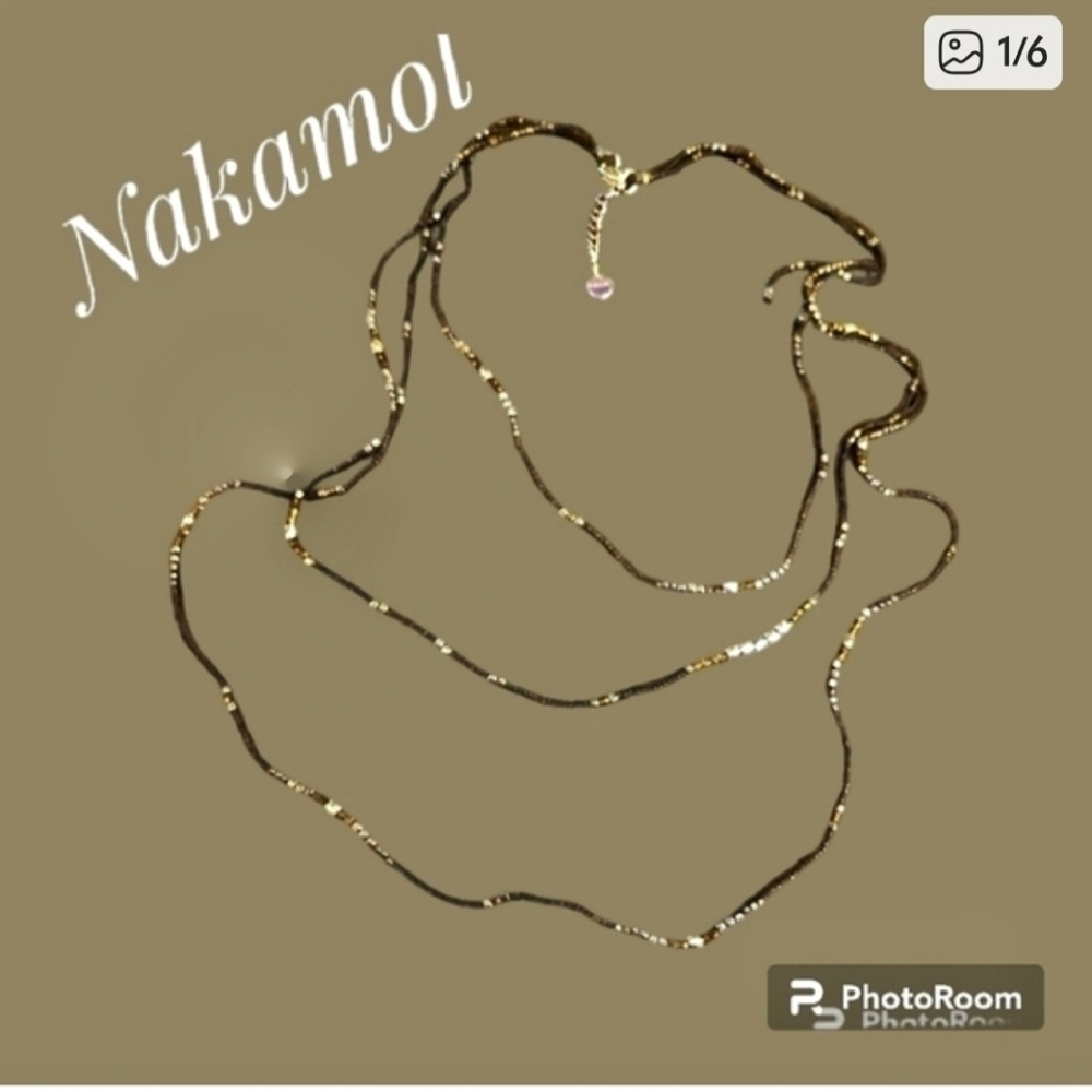 NAKAMOL Dainty Metal Beaded Layered Festival Necklace